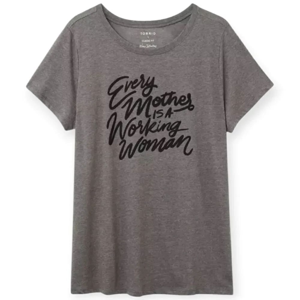 3X 22W 24W Torrid Grey Jersey Knit Tee Every Mother Is A Working Woman Graphic